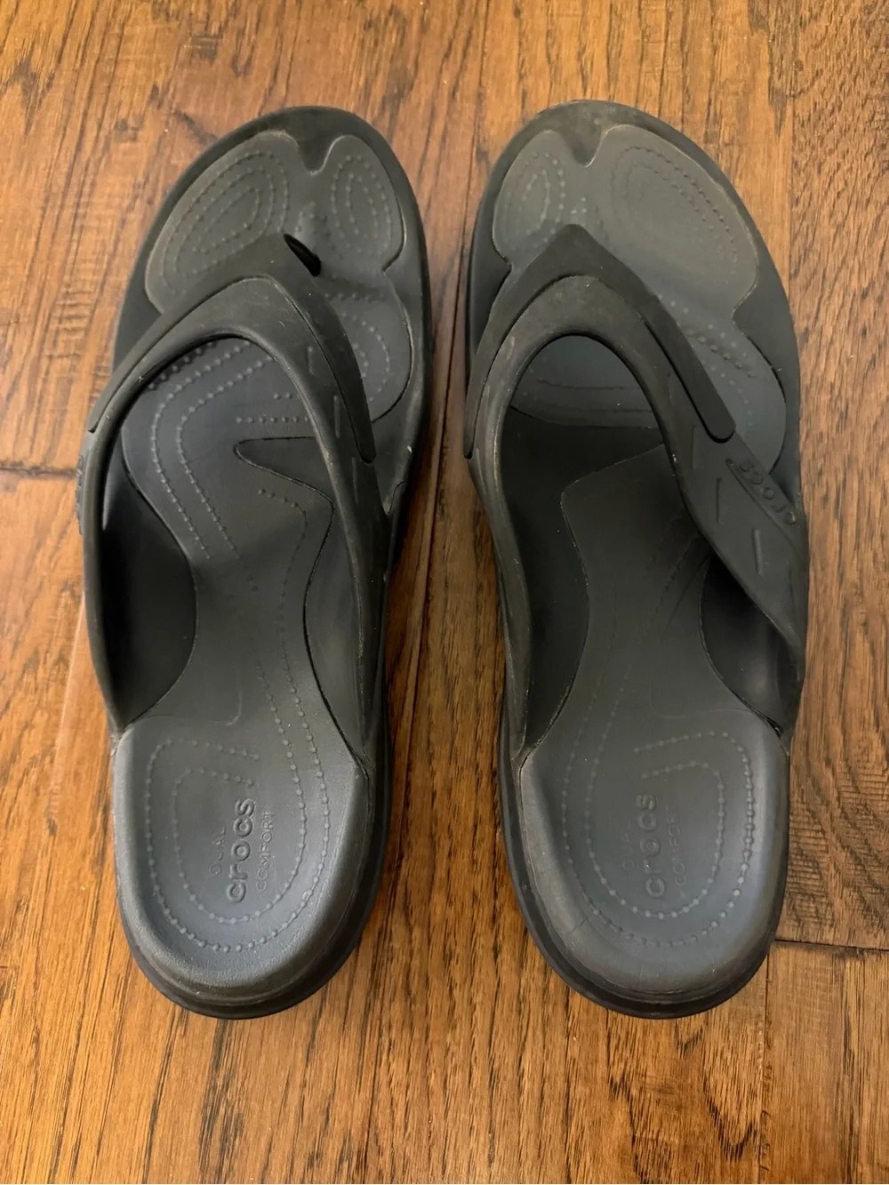 CROCS Dual Comfort Black Modi Sport Flip Flops Men's 12